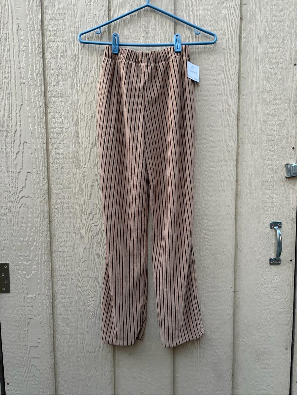 Striped Beige Lightweight Wide-leg Casual Pants